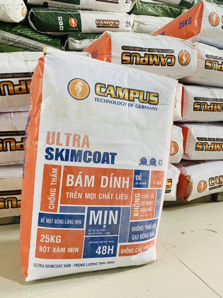 vữa trám hoàn thiện bề mặt cao cấp gốc xi măng Campus Ultra Skimcoat