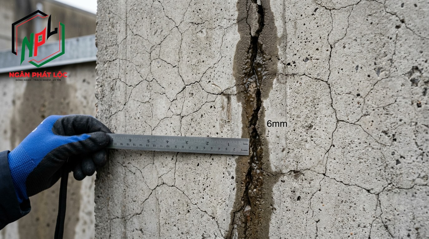 vết nứt chân chim và khe nứt tường bê tông khiến nước mưa ngấm vào bên trong