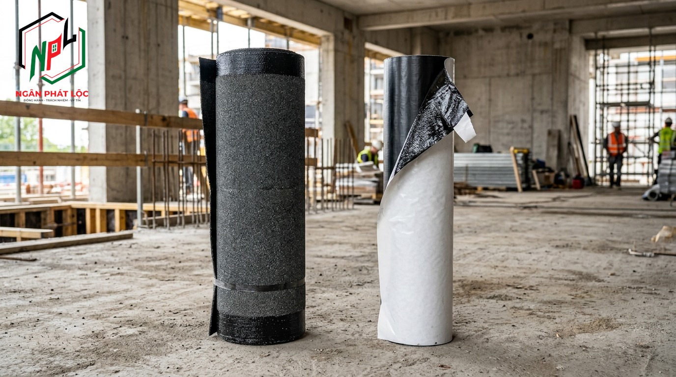 so sánh màng khò nóng và màng tự dính chống thấm bitum