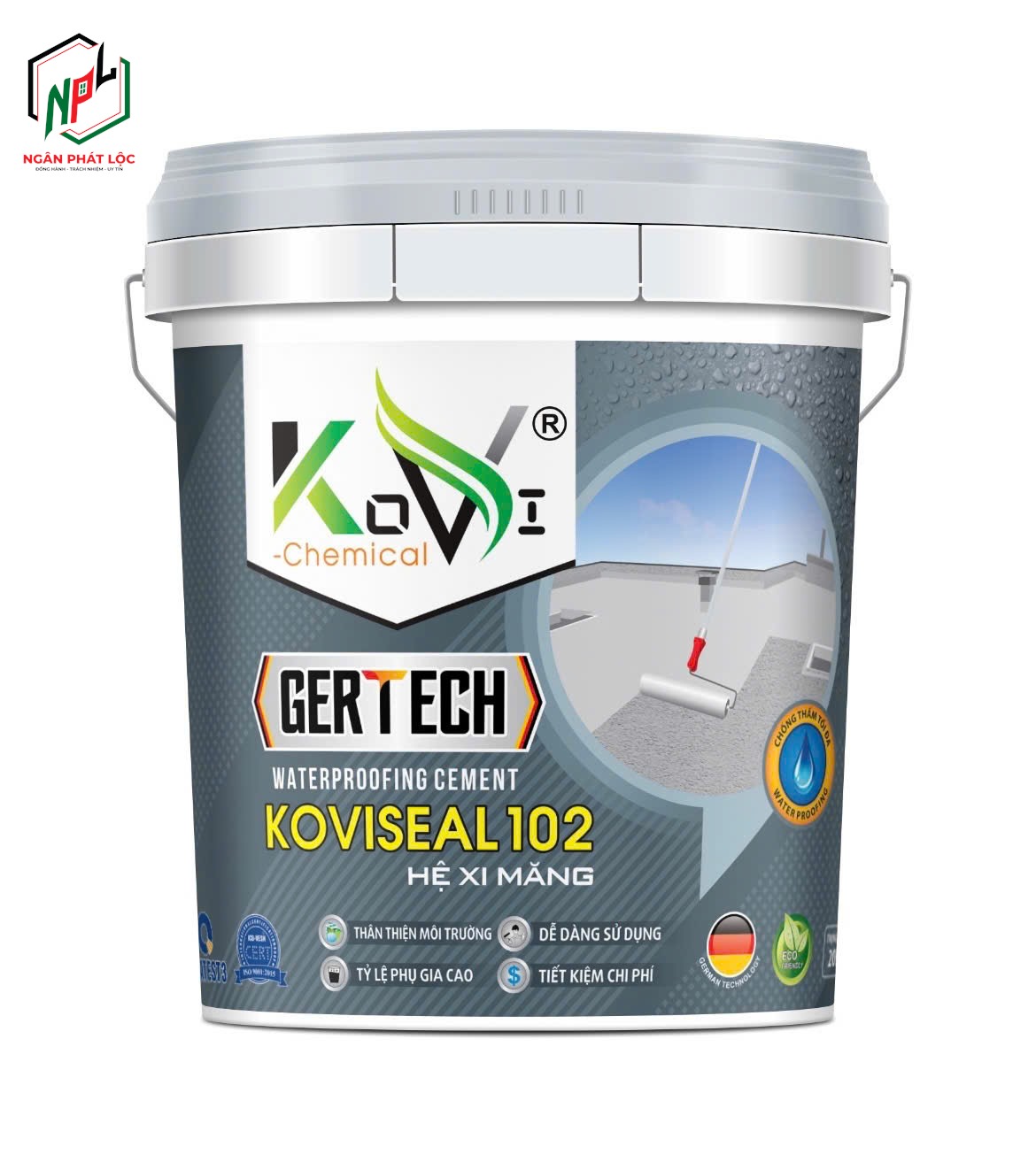 vật liệu chống thấm gốc xi măng polymer koviseal 102 ngân phát lộc