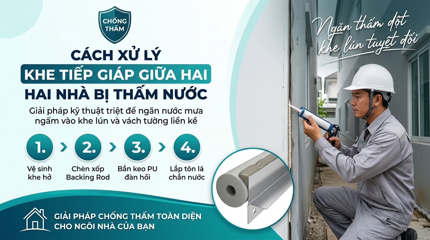 cách xử lý khe tiếp giáp giữa hai nhà bị thấm nước ngân phát lộc đà nẵng