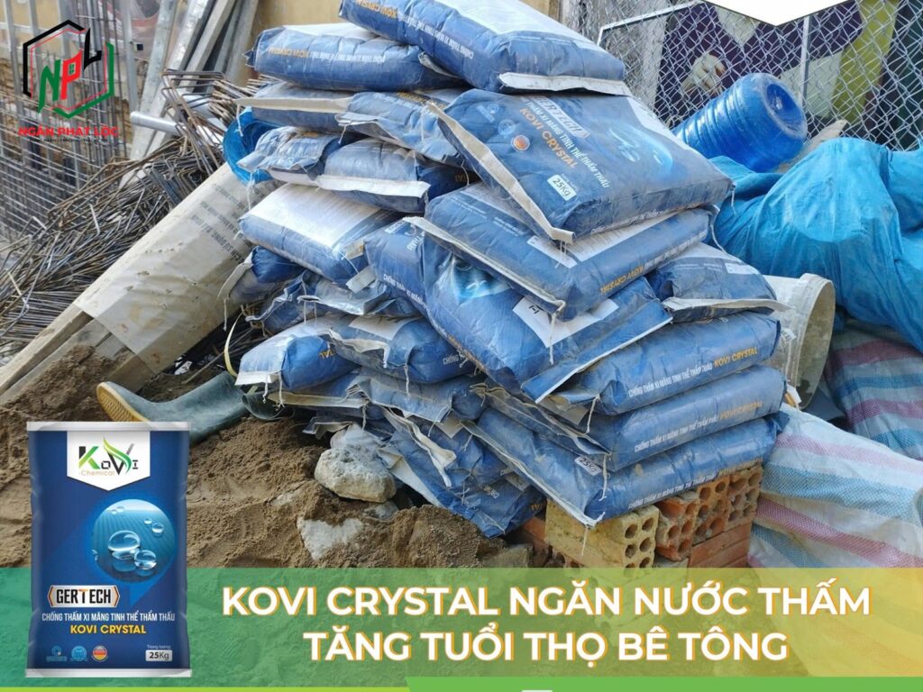 vật liệu chống thấm tinh thể thẩm thấu Kovi Crystal phản ứng tạo mạng tinh thể bít kín mao dẫn bê tông